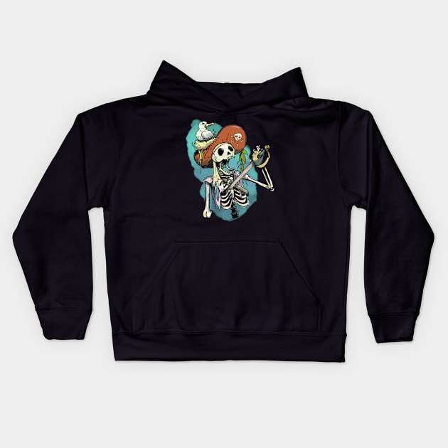 Pirate and seagull Kids Hoodie by Rackham